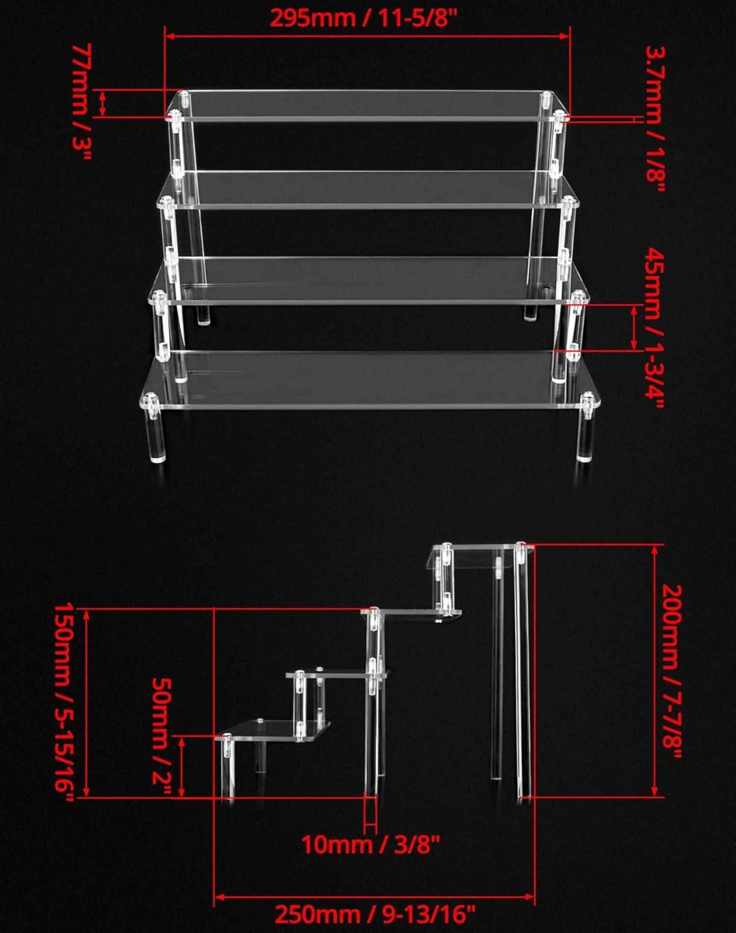 Acryl Display Ständer 4-stufig transparent 30x25x20cm für Figuren