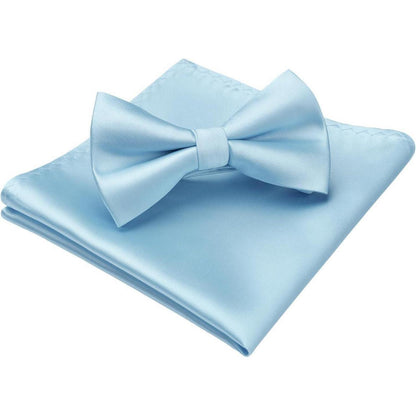 Fliegen Set Herren mit Einstecktuch, vorgebunden, eisblau