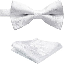 Fliege mit Einstecktuch für Herren – Weiß, Verstellbar, Elegant
