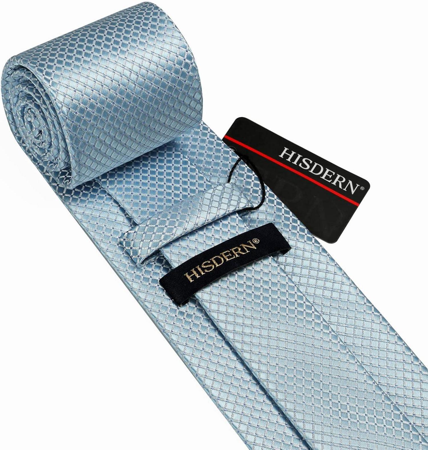 HISDERN Herren Krawatte Hochzeit Blumen Elegant Baby Blau