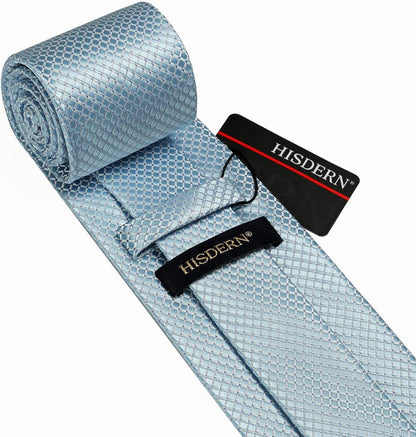 HISDERN Herren Krawatte Hochzeit Blumen Elegant Baby Blau