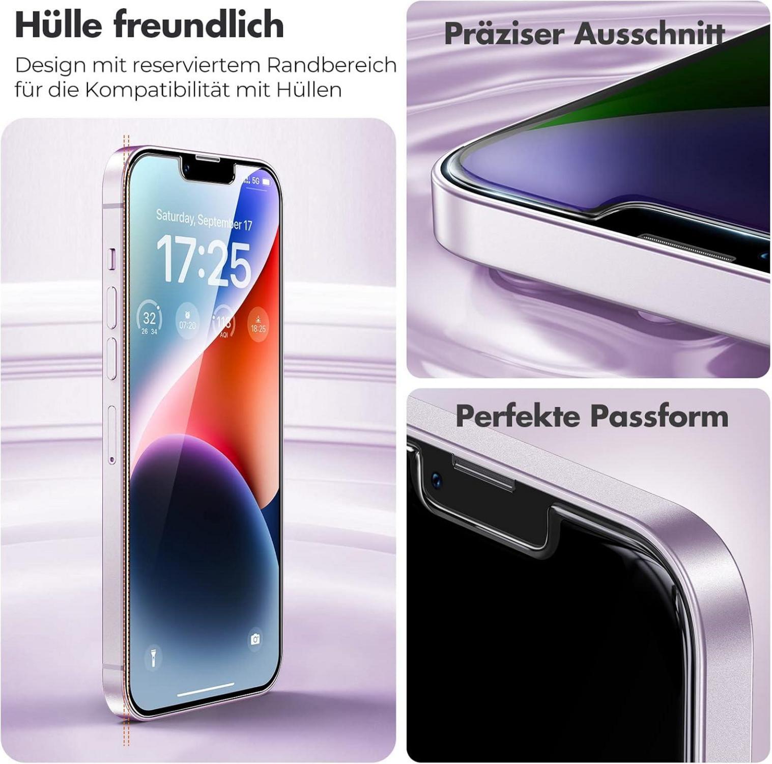 Schutzfolie 3 Stück für iPhone 14 Plus Panzer Glas 9H Anti-Kratz Displayschutz