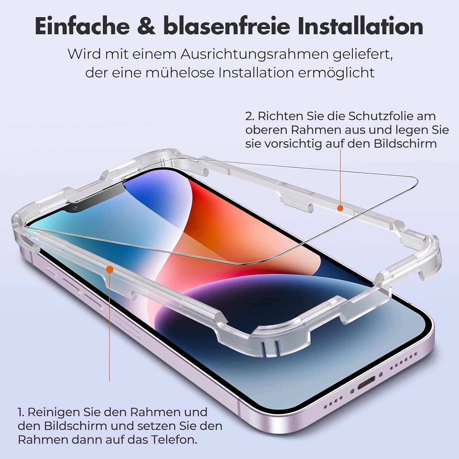 Schutzfolie iPhone 14 Plus 9H Panzer Schutz Glas 3 Stück 2.5D