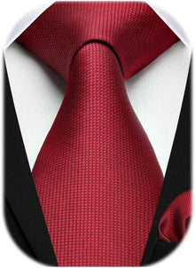 Herren Krawatte Hochzeit Rot Plaid Taschentuch Blumen Set