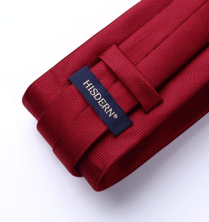 HISDERN Herren Krawatte Hochzeit Rot Plaid Blumen Elegant mit Taschentuch