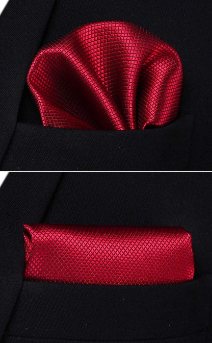 HISDERN Herren Krawatte Hochzeit Rot Plaid Blumen Elegant mit Taschentuch