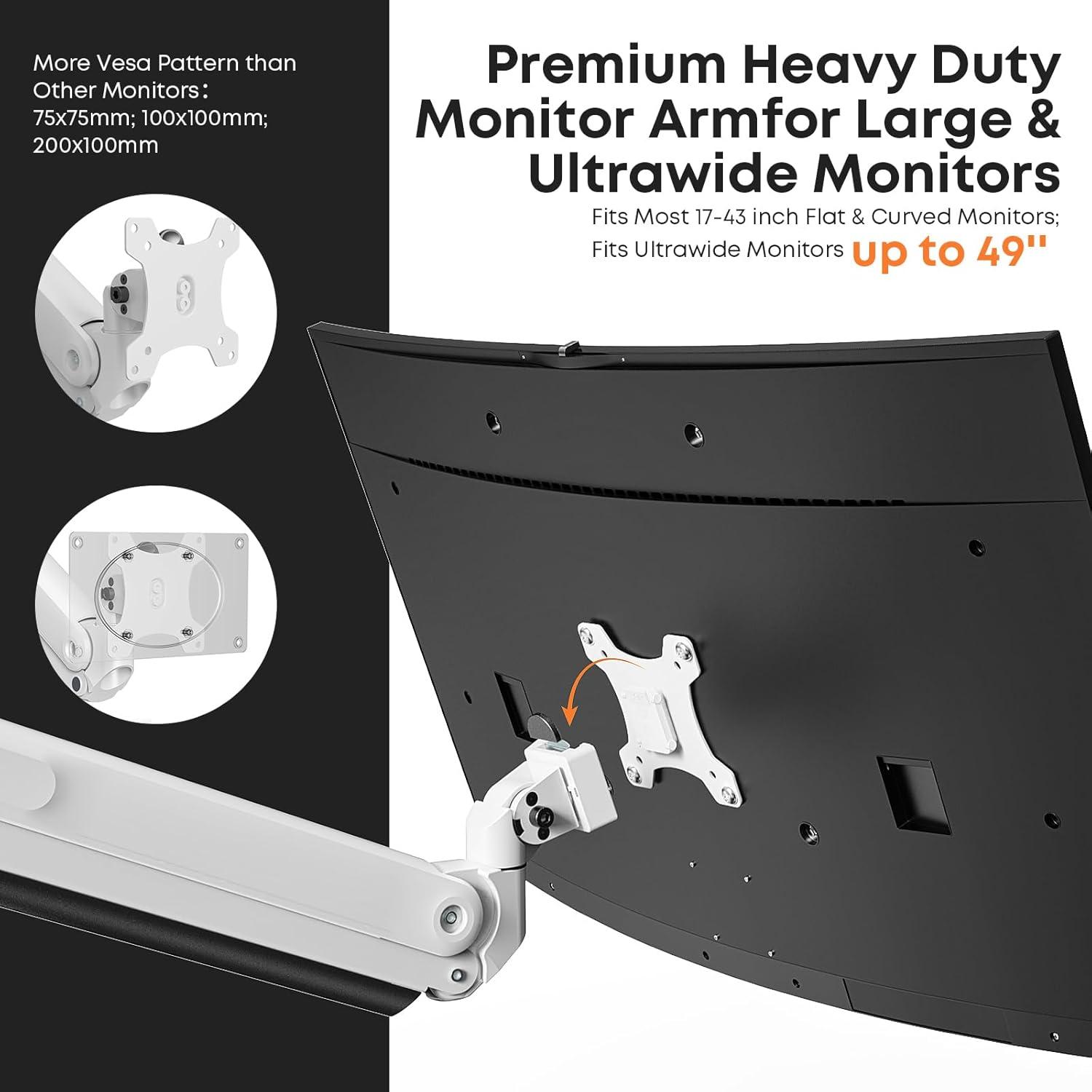 Monitor Halterung für 43 Zoll Bildschirm, 18kg pro Arm, USB