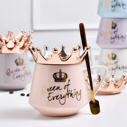 Rosa Queen of Everything Tasse mit Deckel und Krone 350ml