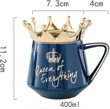 Queen of Everything Tasse 350 ml mit Krone & Deckel - Rosa Keramik