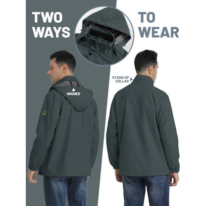 Herren Outdoorjacke leicht wasserabweisend mit Kapuze Kohlengrau XXL