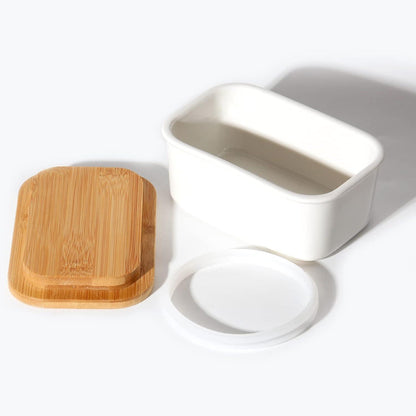 Keramik Butterdose mit Holzdeckel 250g Aufbewahrung vintage