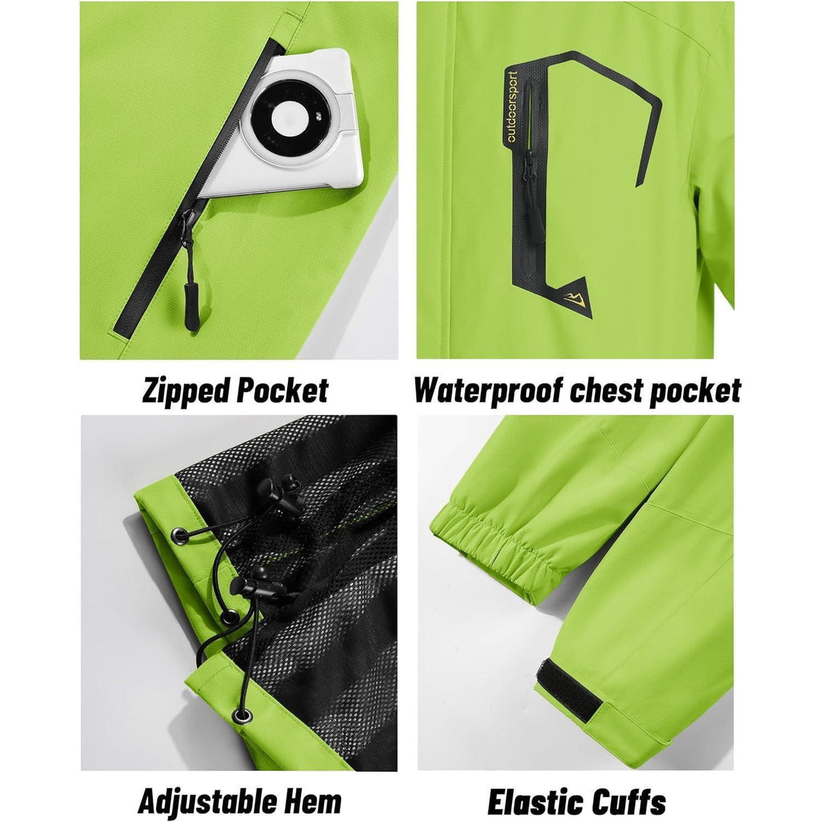 Herren Outdoor Funktionsjacke wasserabweisend Neongrün XL