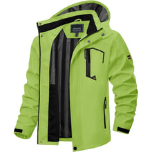 Herren Outdoorjacke Wasserabweisend Neongrün mit Kapuze