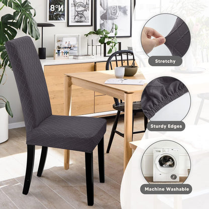 Stuhlhussen 4er Set Dunkelgrau – Stretch Bezug für Esszimmerstühle