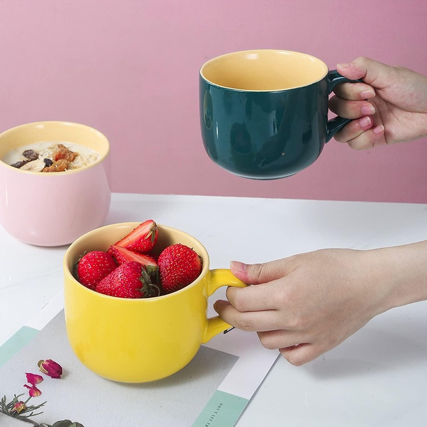 Große 600ml Grüne Keramik Kaffeetasse mit Löffel und Untersetzer - Weihnachtsgeschenk, Geburtstagsgeschenk