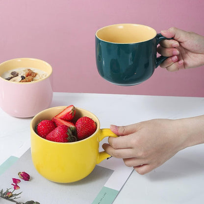 Große 600ml Grüne Keramik Kaffeetasse mit Löffel und Untersetzer - Weihnachtsgeschenk, Geburtstagsgeschenk