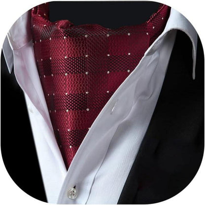 Herren Ascot Krawattenschal Gepunktet Elegant Business Burgund