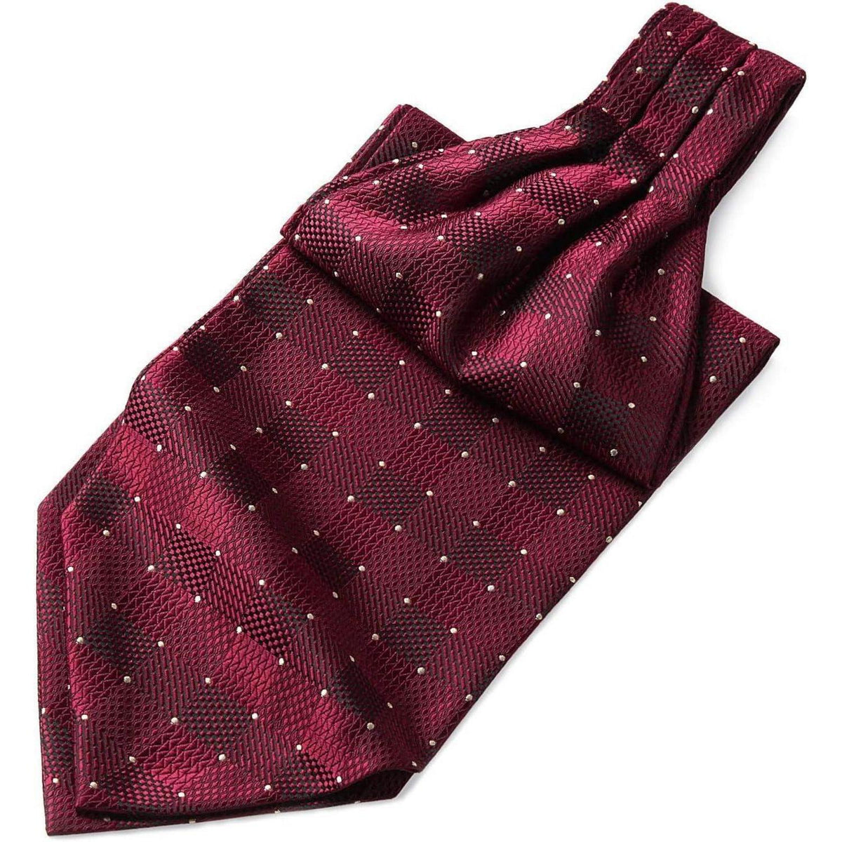 Herren Ascot Krawattenschal Gepunktet Elegant Business Burgund