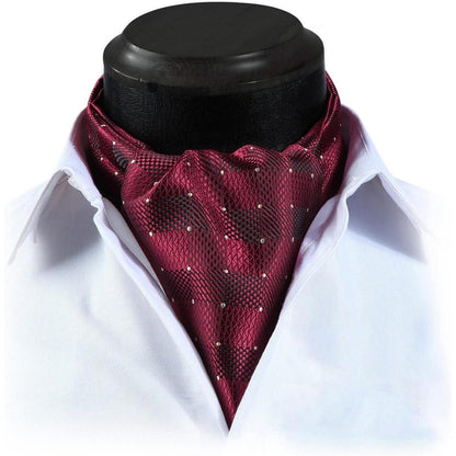 Herren Ascot Krawattenschal Gepunktet Elegant Business Burgund