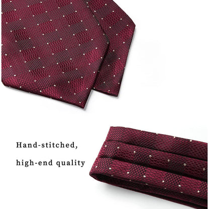 Herren Ascot Krawattenschal Gepunktet Elegant Business Burgund