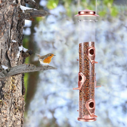 Vogelfutterspender Metallrohr Außenbereich 6 Anschlüsse Wildvögel Roségold