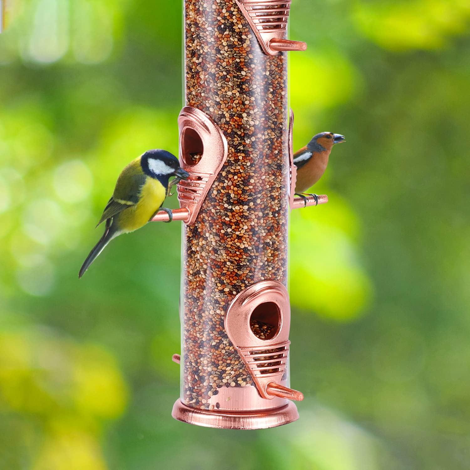Vogelfutterspender Metallrohr für Außenbereich 6 Anschlüsse Roségold