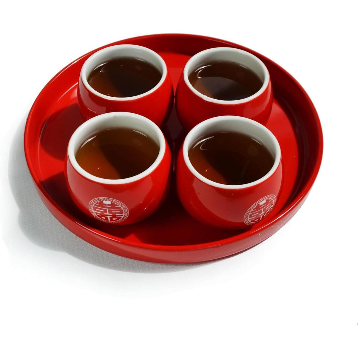 Chinesisches Hochzeitstee-Set mit Doppelglückssymbol