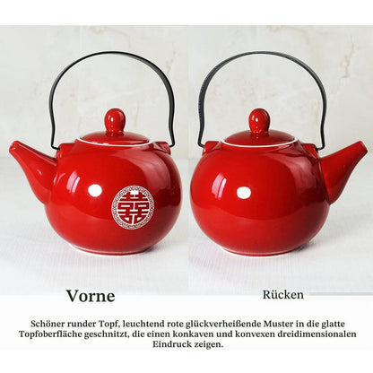 Chinesisches Hochzeitstee-Set mit Doppelglückssymbol