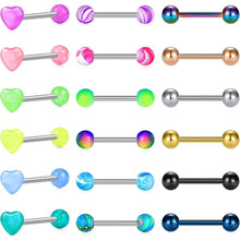 Zungenpiercing Brustwarzenpiercing 14G Edelstahl Zirkon 18 Stück Mixfarben