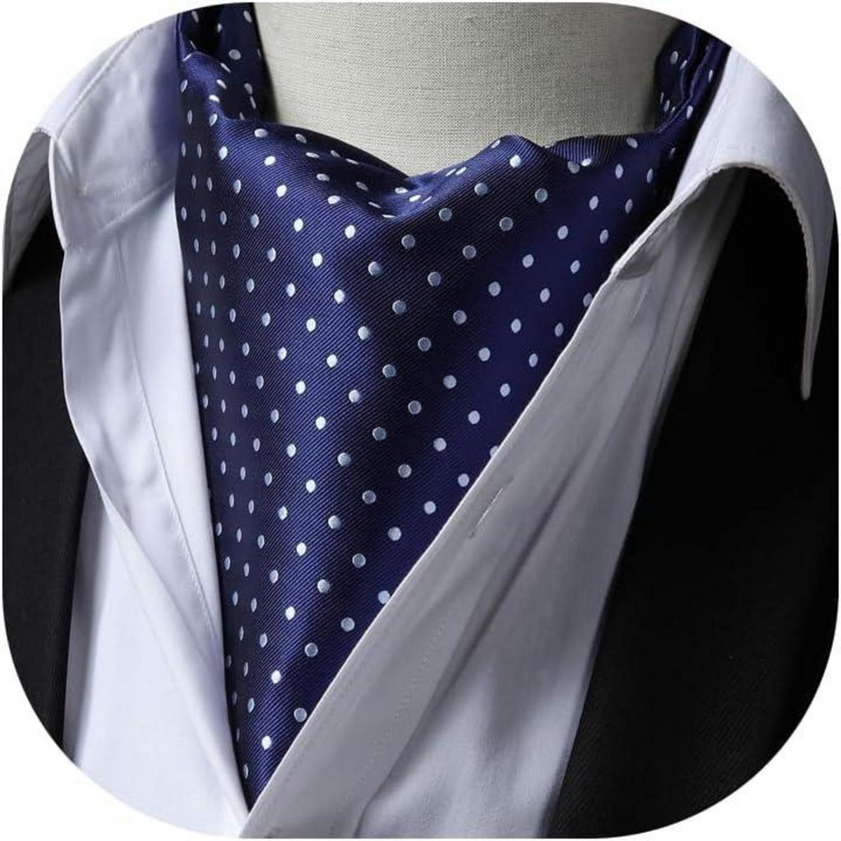 Herren Ascot Krawattenschal Gepunktet Elegant Business Blau