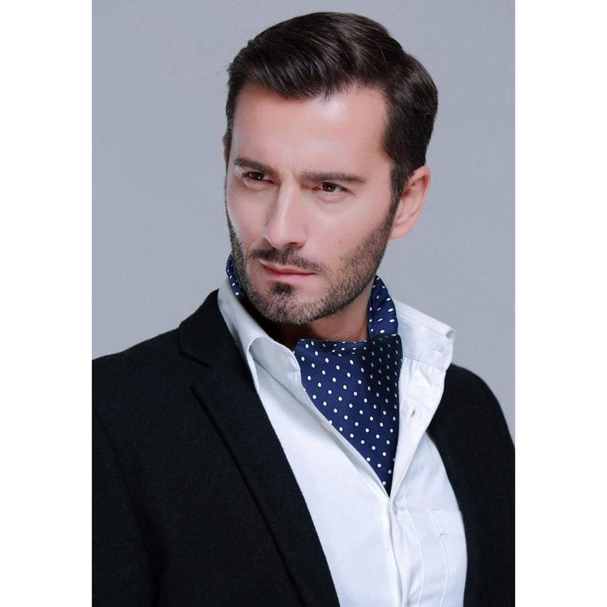 Herren Ascot Krawattenschal Gepunktet Elegant Business Blau