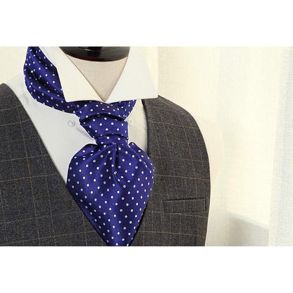 Herren Ascot Krawattenschal Gepunktet Elegant Business Blau