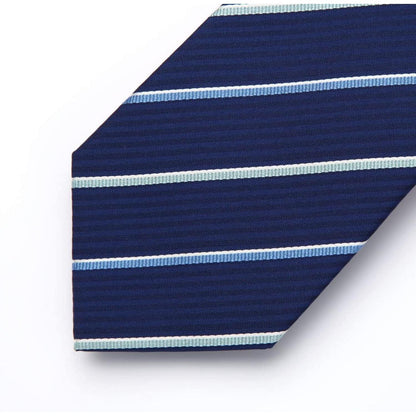 Herren Krawatten-Set gestreift mit Einstecktuch Marineblau
