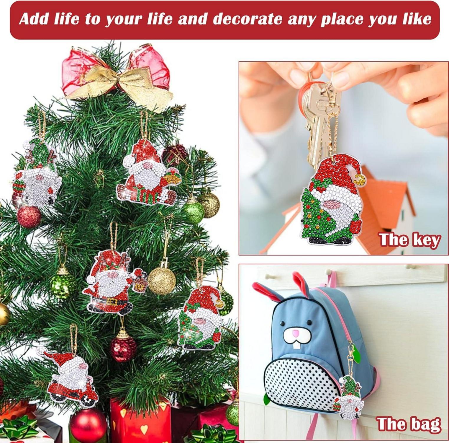 DIY Weihnachts-Diamantmalerei Anhänger Set 12-teilig Weihnachtsmotiv