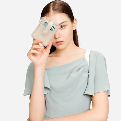 Kreditkartenetui Echtes Leder RFID Schutz Mini Geldbeutel Münzfach