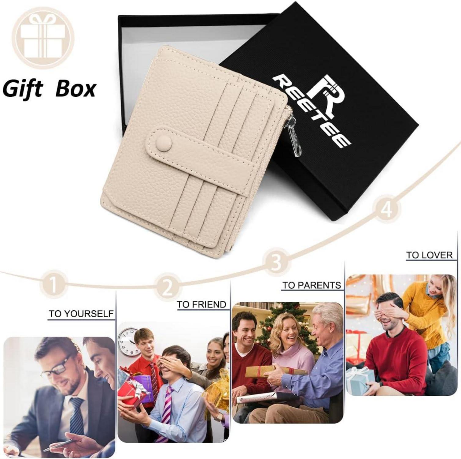 Herren Damen Geldbörse Echtes Leder RFID Kartenetui Geschenkbox