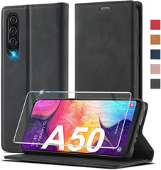 Samsung Galaxy A50 Hülle Leder Schutzhülle mit Schutzfolie