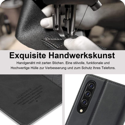 Handyhülle Samsung Galaxy A50 Leder Flip Wallet Case Schwarz
