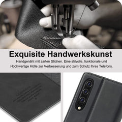 Handyhülle Samsung Galaxy A50 Leder Flip Wallet Case Schwarz