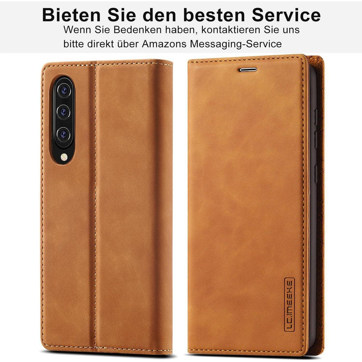Samsung Galaxy A50 Klapphülle mit Schutzfolie & Kartenfächern in Lederoptik