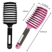 2er Set Wildschweinborsten Haarbürsten Schwarz Rosa - Frizz
