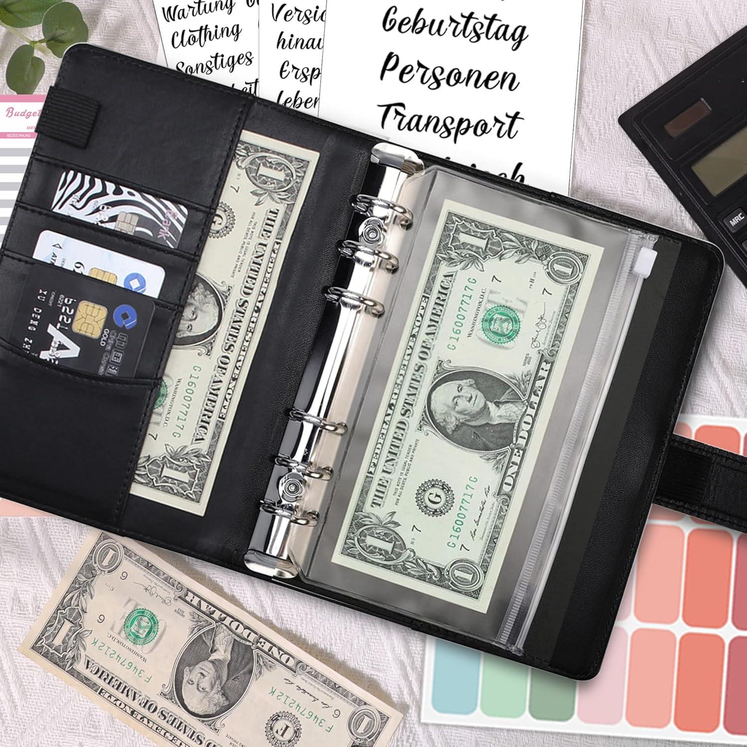 A6 Binder Budget Planner Deutsch: Geld Organizer mit Etiketten und Sparbuch