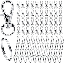Schlüsselring Karabiner Edelstahl Basteln 80Stk Silber Drehgelenk
