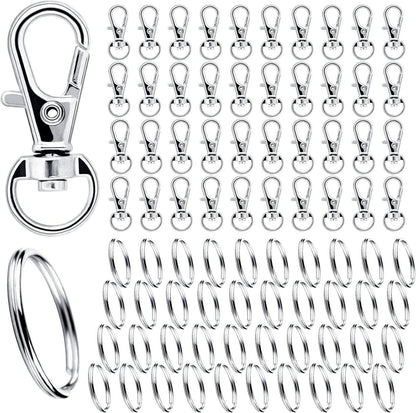 Schlüsselring Karabiner Edelstahl Basteln 80Stk Silber Drehgelenk