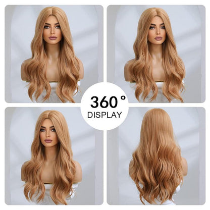 Lange Gewellte Erdbeerblonde Perücke für Frauen 24 Zoll