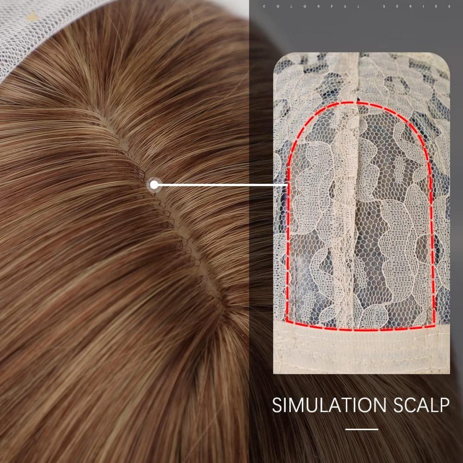 Lange Gewellte Erdbeerblonde Synthetische Perücke 24 Zoll - Hitzebeständig, Natürliches Aussehen, Atmungsaktiv, Verstellbare Größe