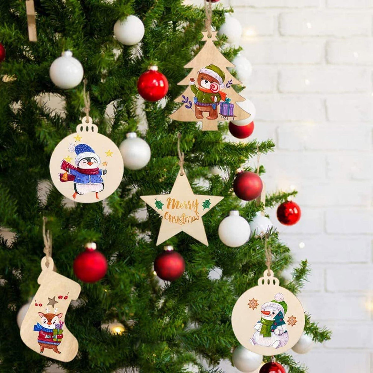 86 Holzanhänger Weihnachten – Bastelset für DIY Baumschmuck