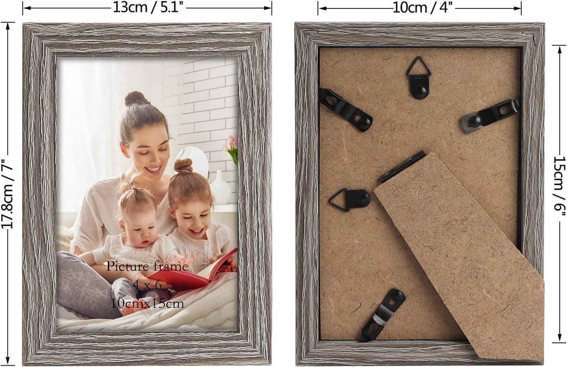 EXYGLO 12er Set Bilderrahmen 10x15 cm Grau - Fotorahmen