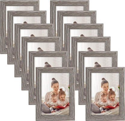 12er Bilderrahmen Set 10x15cm Grau für Fotos und Collagen