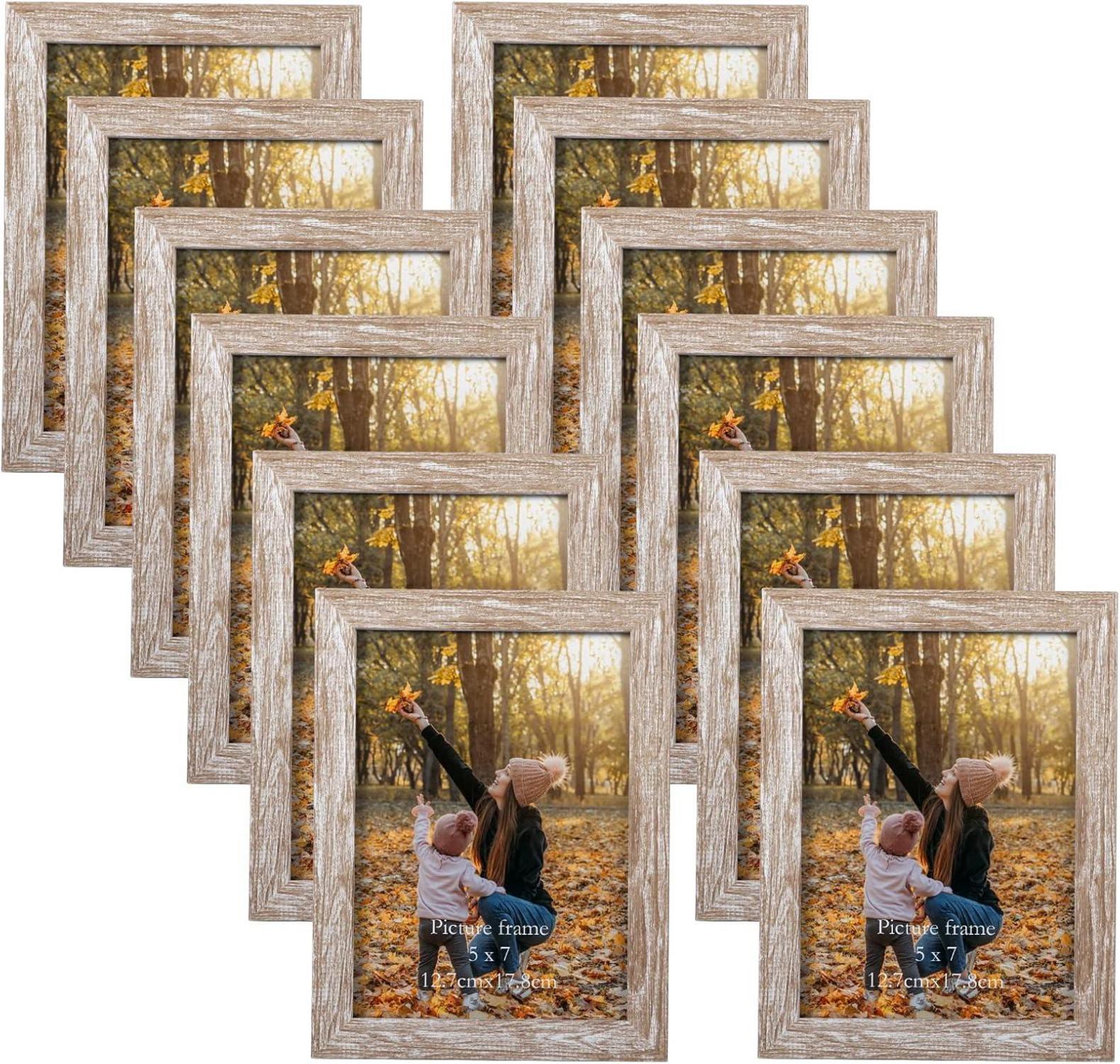 Bilderrahmen 12er Set 13x18 cm Beige Collage Plexiglas Wand Tisch